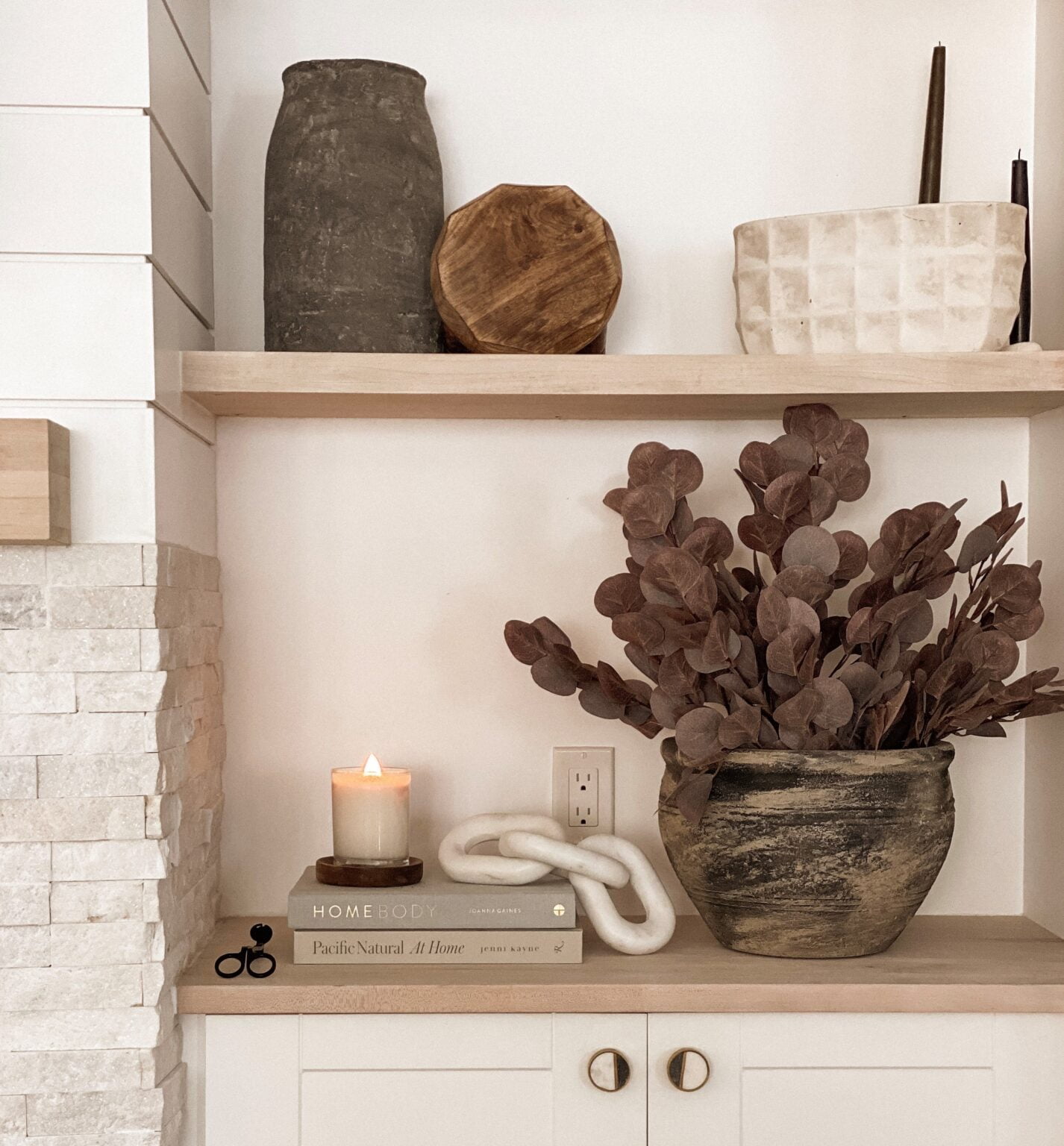 feuillage eucalyptus bourgogne étagère - Décors Véronneau