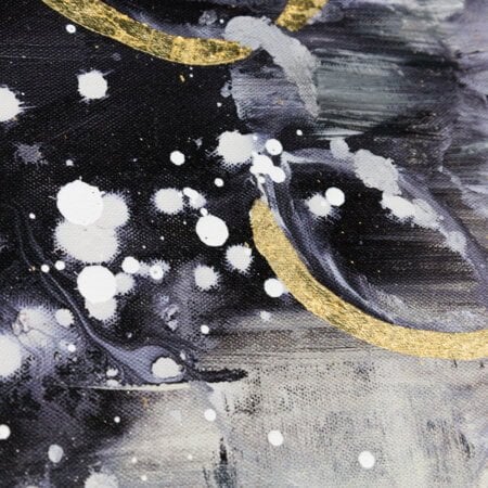 Tableau abstrait bulles dorées, 32 x 47