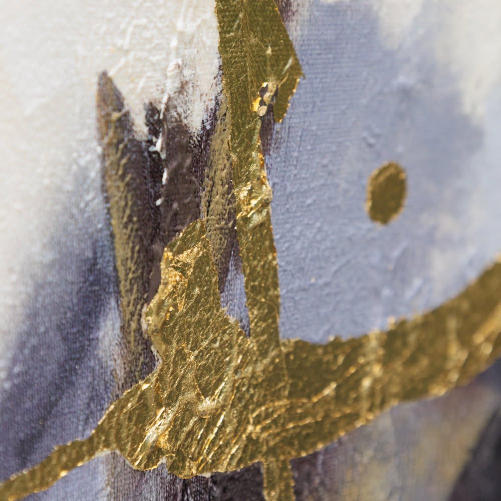 Abstract golden lines painting, 32 x 32" - Image 2 - Décors Véronneau