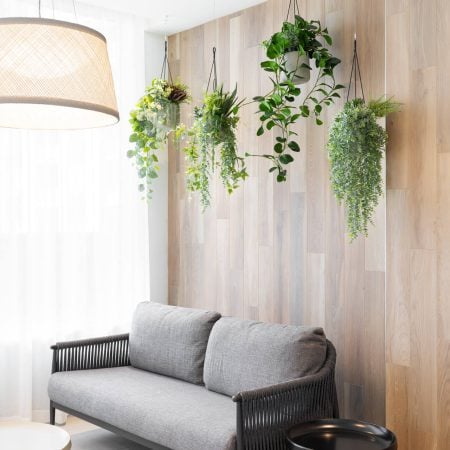 Plant de jade artificiel en pot suspendu, 46 x 16