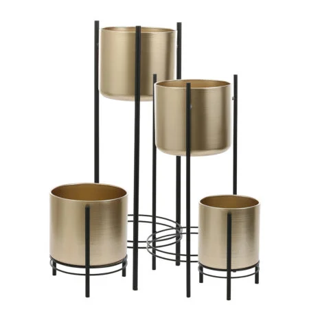 Cache-pot or sur support noir