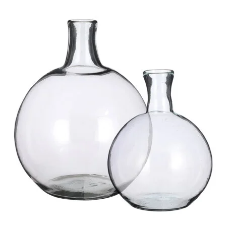 Vase bouteille ronde en verre recyclé