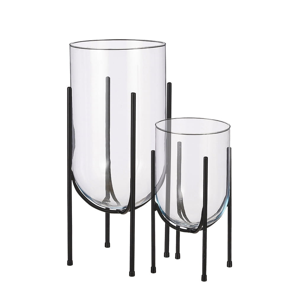 Vase en verre sur pied en métal Décors Véronneau