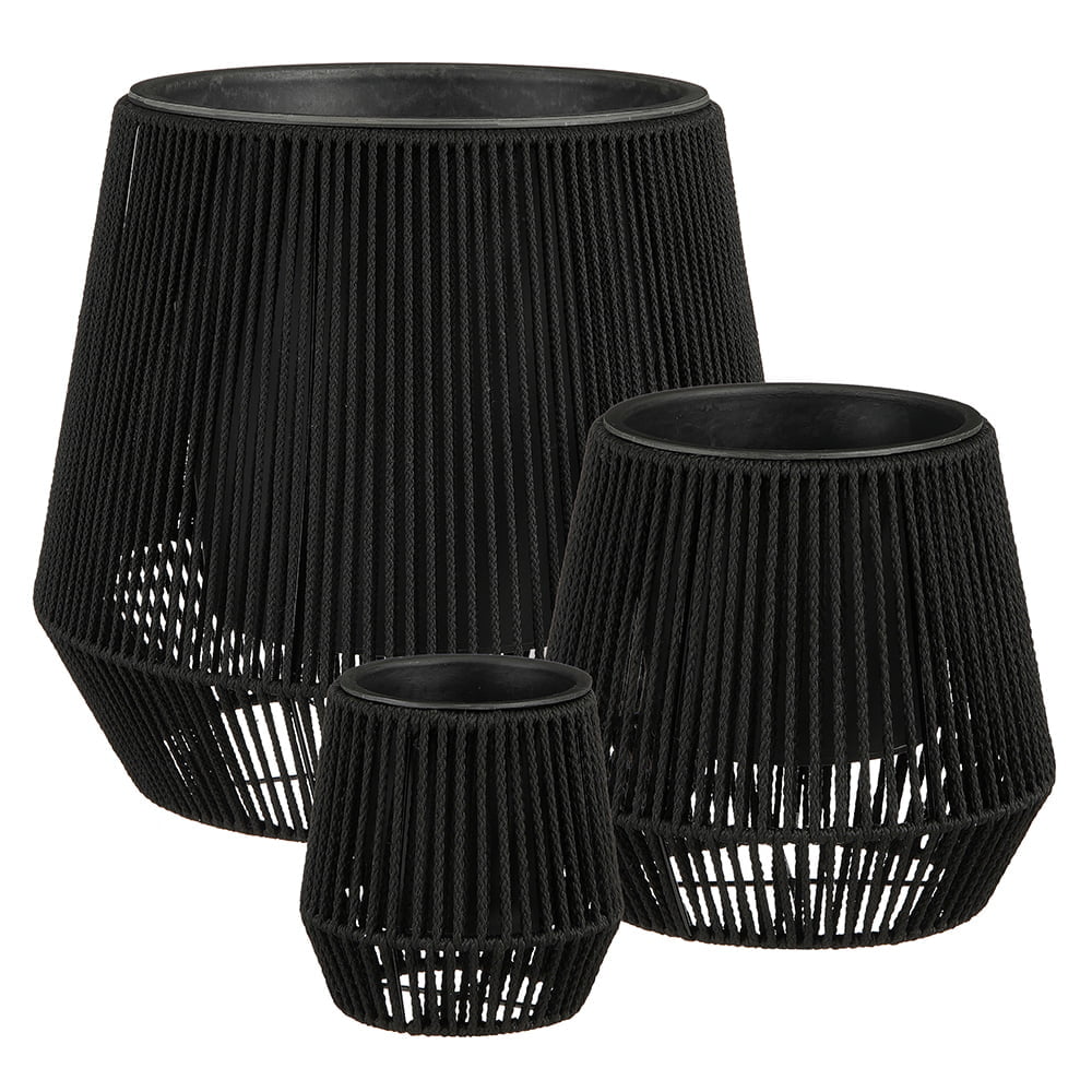 Black rope design planter - Décors Véronneau