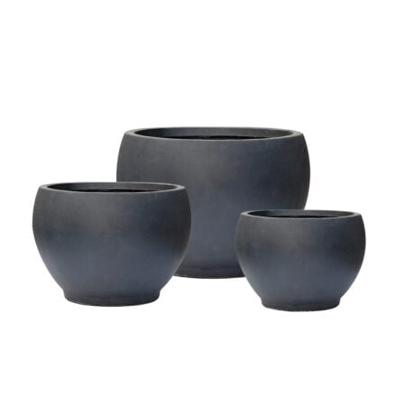 Anthracite fiber clay round planter