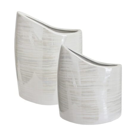 Asymetrical white ceramic vase