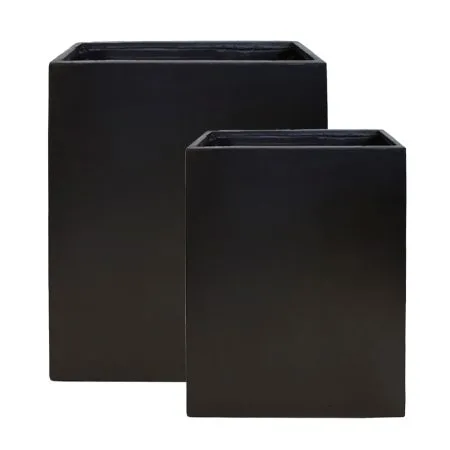 Fiber clay black vertical pot