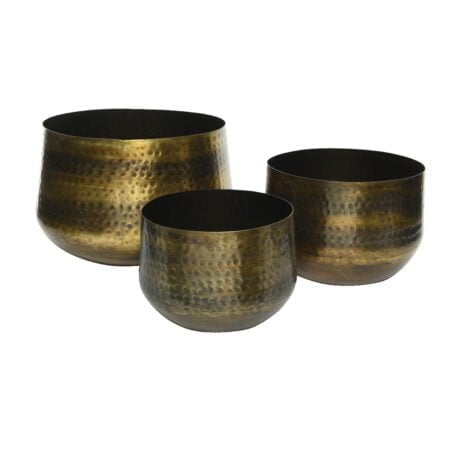 Embossed metal plant pot