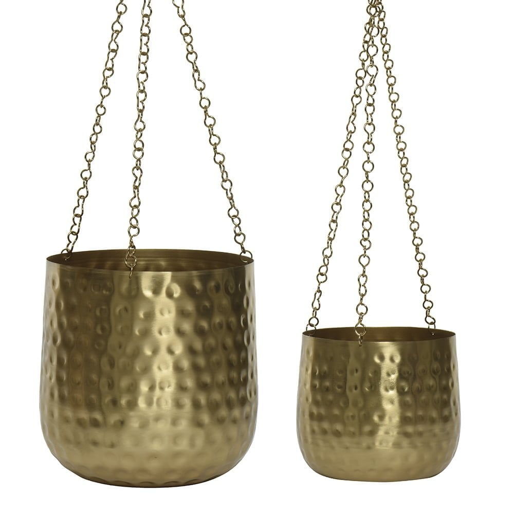 Gold metal hanging planter Décors Véronneau