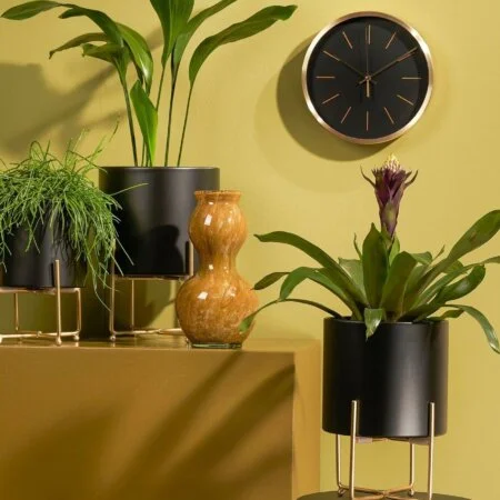 Horloge murale moderne noire, 10 x 10