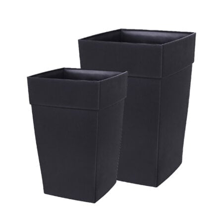 Black square plastic planter