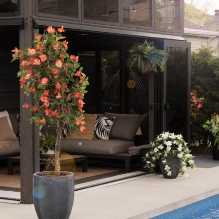 Arbre d'hibiscus orange artificiel extérieur - Décors Véronneau