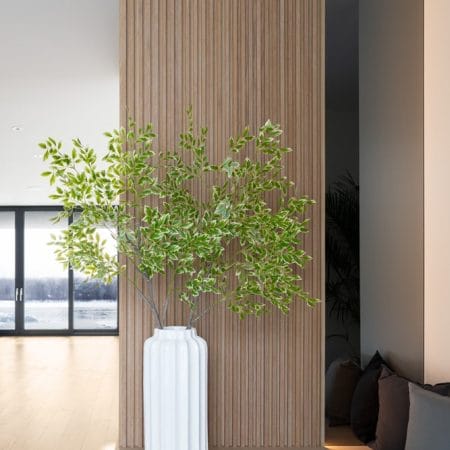 Large white ribbed fiberglass planter - Décors Véronneau