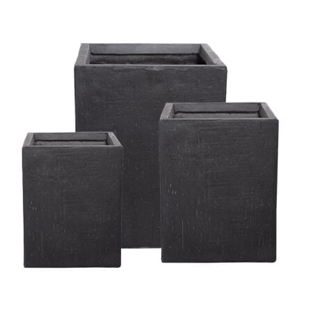 Textured black square planter