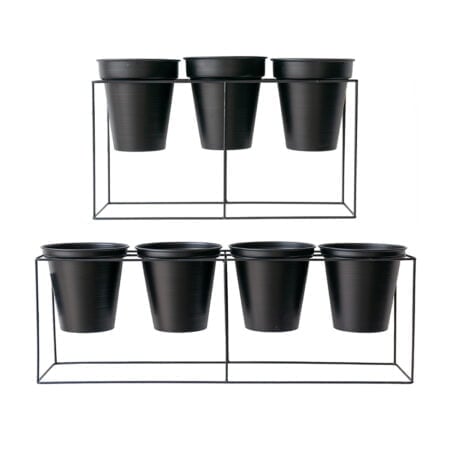 Support à pots de fleurs en métal noir