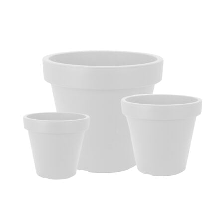 Pot de fleurs blanc en plastique
