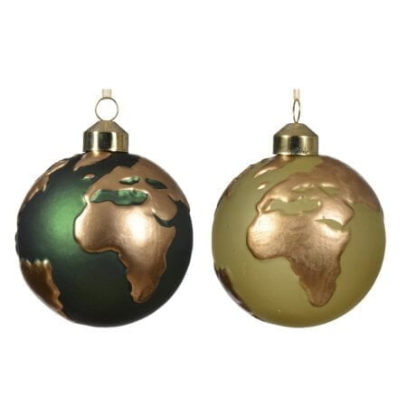 Glass earth globe Christmas ornament, 3''