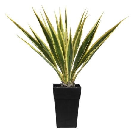 Outdoor potted green and yellow artificial agave, 48