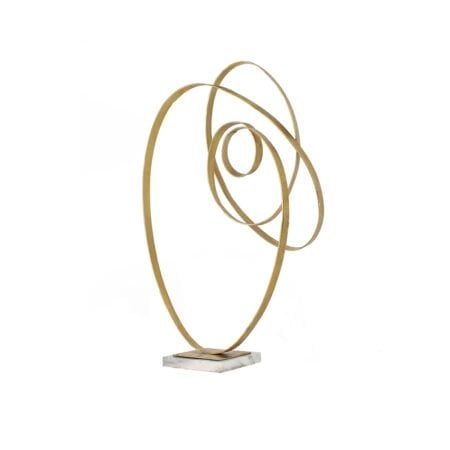 Anneaux dorés sur pied en marbre, 20,5 x 12,5