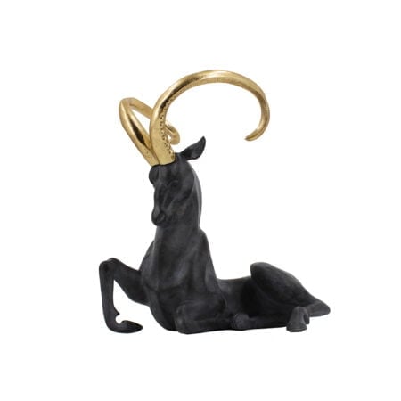 Antilope noir à cornes dorées, 13 x 12