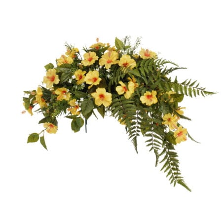 Yellow artificial flowers for grave