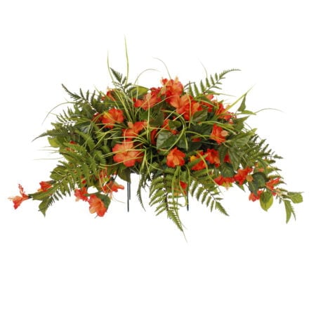 Orange funeral flowers for grave