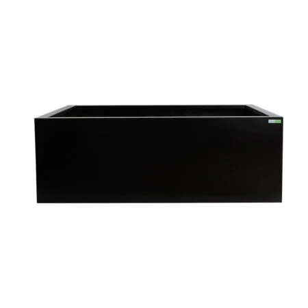 Black steel planter with drainage holes, 43 x 37