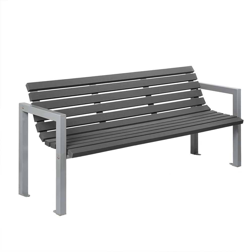 Composite Armrest Park Bench, Grey, 6ft Décors Véronneau