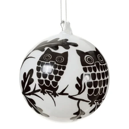 Owls patterned glass ornament, 4