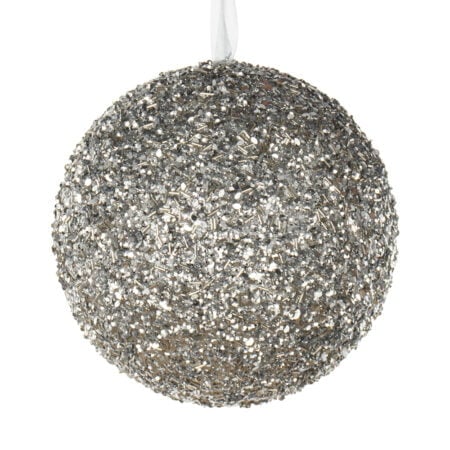 Silver glitter Christmas ornament, 8