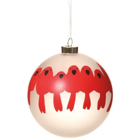 Boule de Noël en verre imprimé d'oiseaux, 4,5