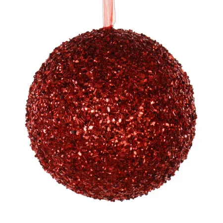 Red glitter Christmas ornament, 8