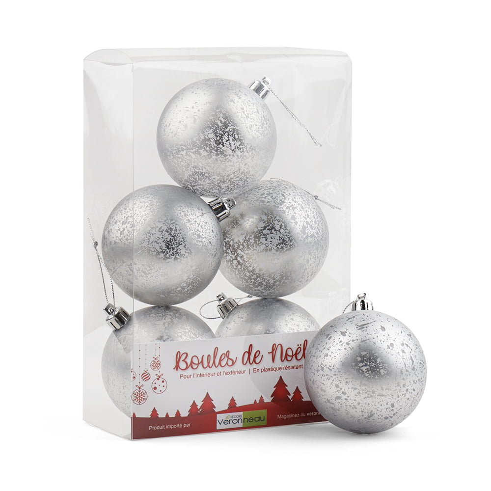 Boîte de boules de Noël argent mercure mat, 3-5'' – Image 5 - Décors Véronneau