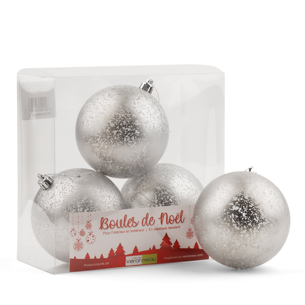 Boîte de boules de Noël argent mercure mat, 3-5'' – Image 2 - Décors Véronneau
