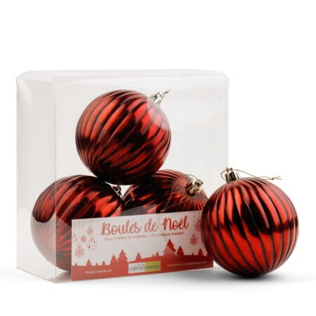 Antique red striped Christmas ornaments, 4