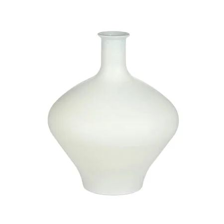 Bouteille blanche bombée en verre, 18 x 14,5''