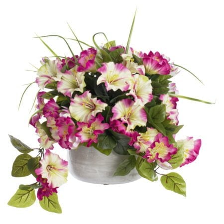 Outdoor petunia flower centerpiece, 13 x 13