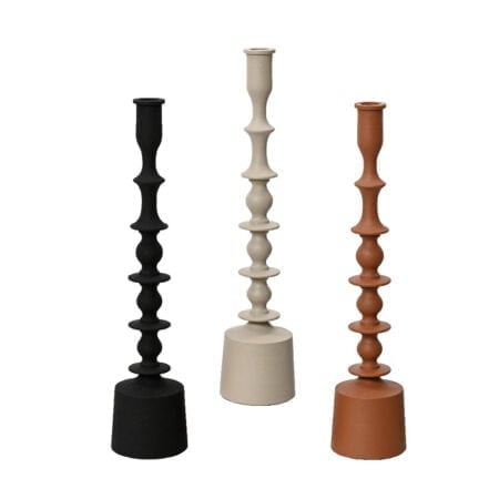 Plain matte iron candleholder, 16''