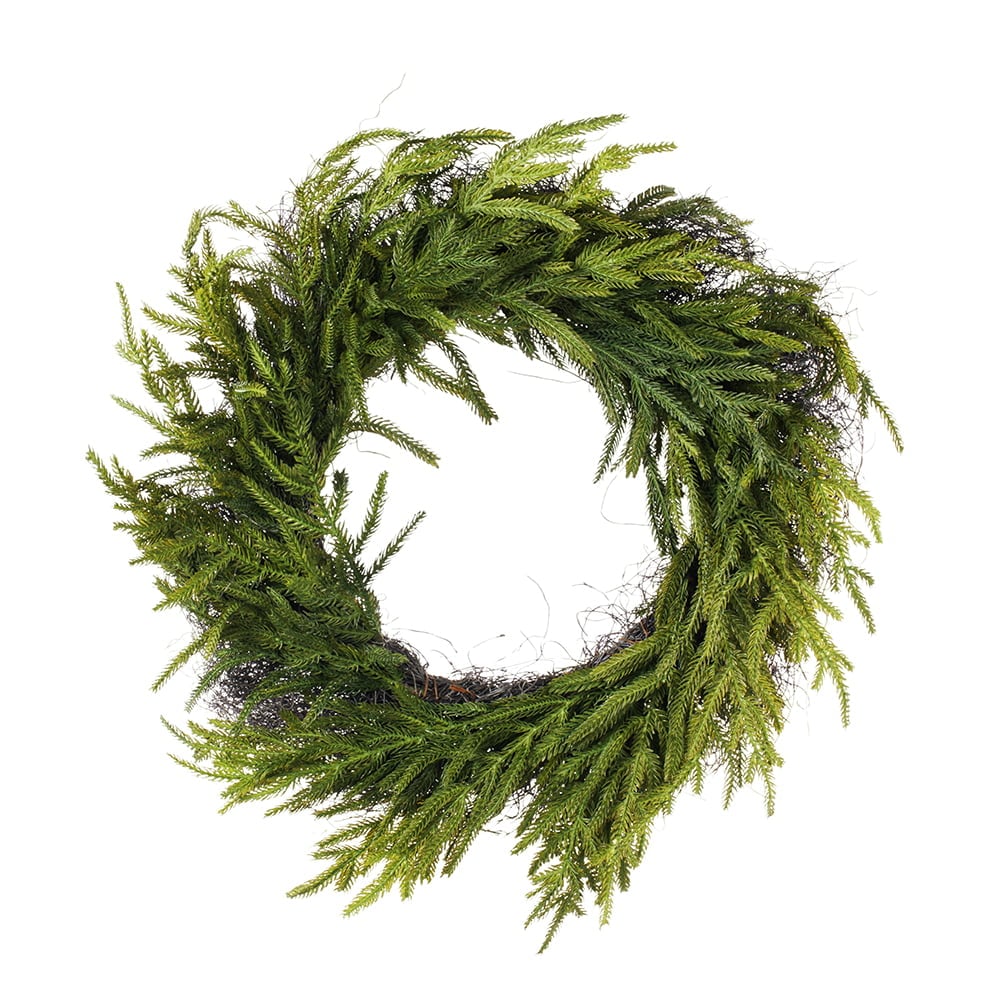 Artificial real-touch cypress wreath, 24'' - Décors Véronneau