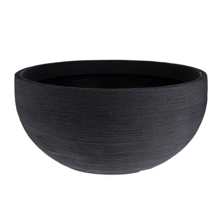 Black ribbed low flower pot, 11 x 23''