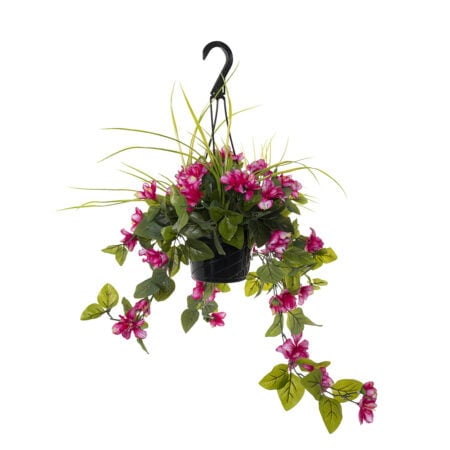 Outdoor hanging planter of pale pink azalea, 18 x 16
