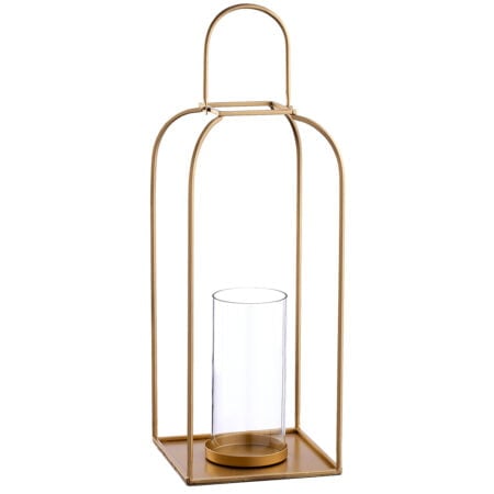 Gold steel pillar candleholder, 16''