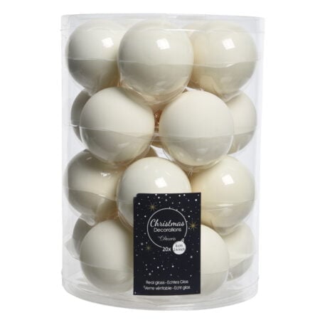 Box of 20 mini cream glass Christmas balls, 2,5''