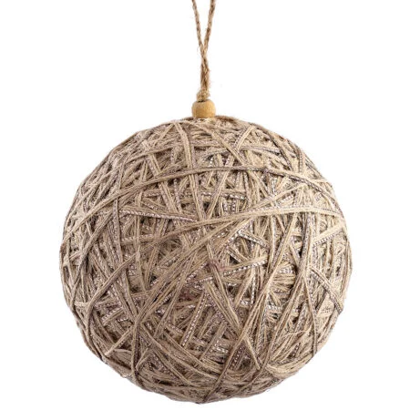 Jute ball Christmas ornament, 6''