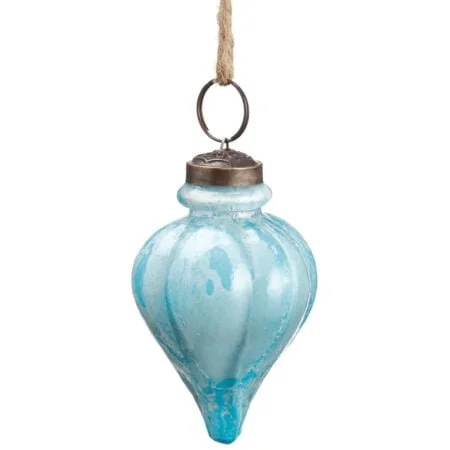 Blue glass finial Christmas ornament, 3