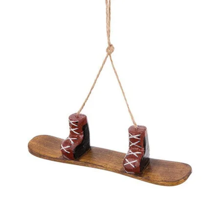 Snowboard wooden Christmas ornament, 7''