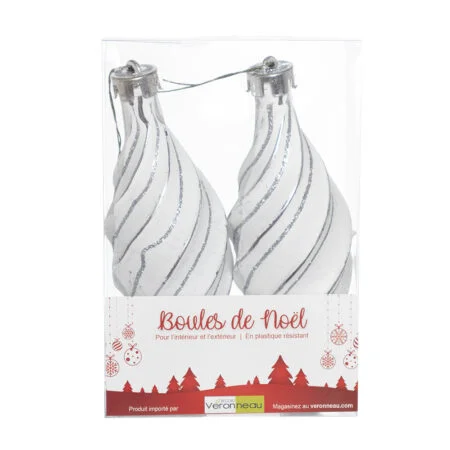 White and silver drop Christmas ornaments, 7