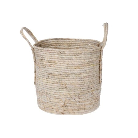 Beige rattan decorative basket, 11 x 11