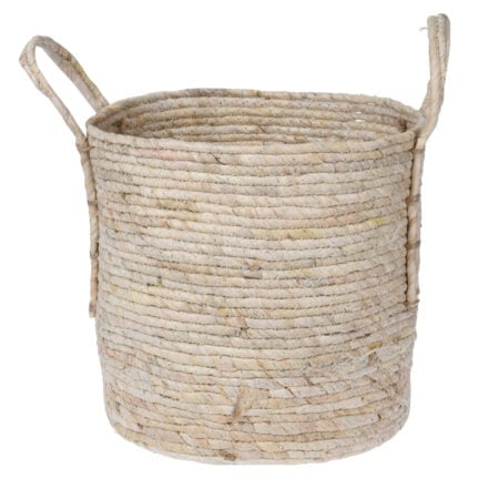 Beige rattan decorative basket, 13 x 13