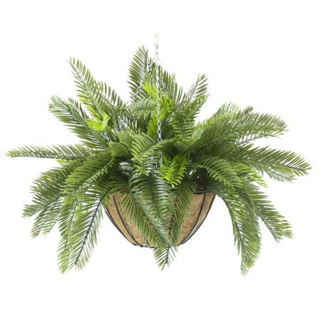Outdoor hanging plant of artificial cycas, 22 x 32